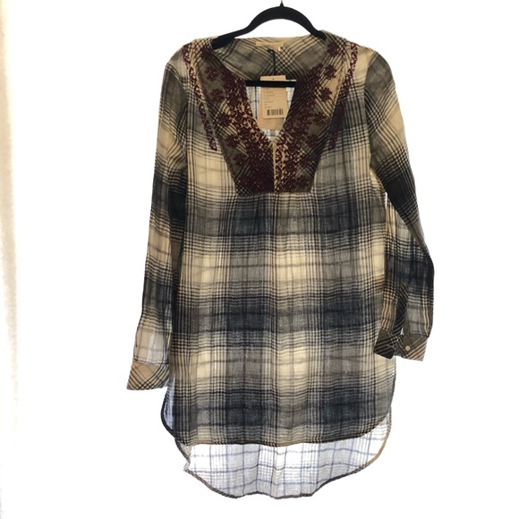 Anthropologie Floreat NWT tunic shirt dress plaid - Picture 2 of 10
